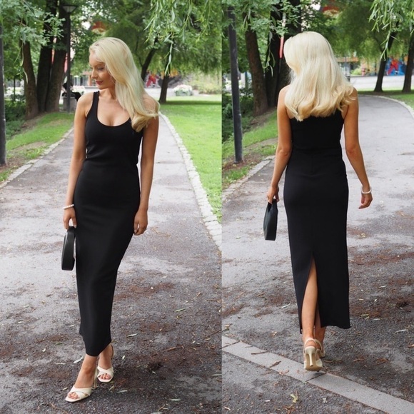 Anine Bing Dresses & Skirts - Anine Bing Keaton Scoop neck Tank Maxi Dress sleeveless black with slit size L